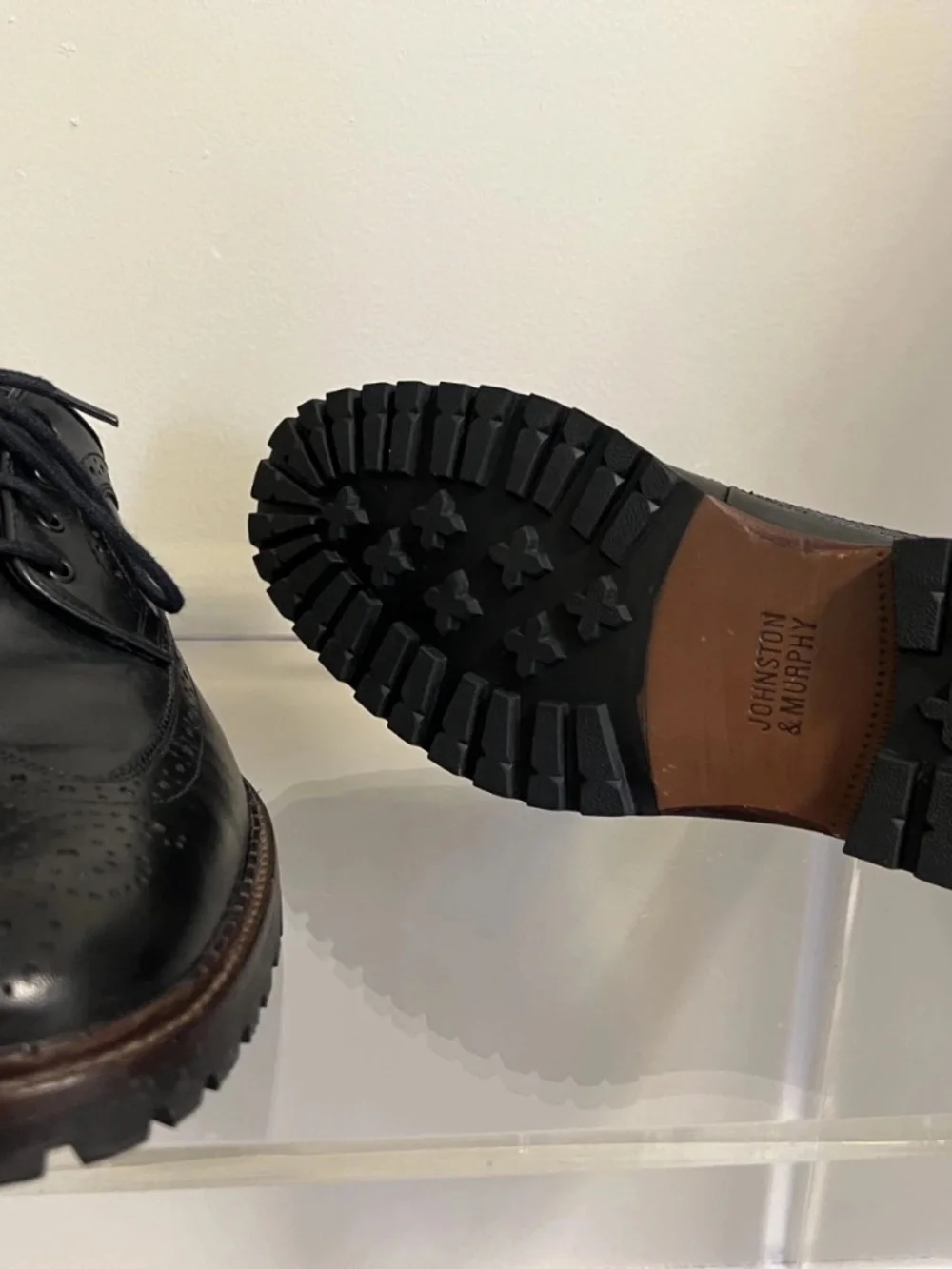 Johnston & Murphy J7M Wigtip Oxford Sheepskin Signature Series Black Men Size 10